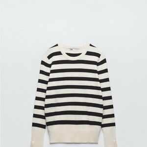 Zara Basic Knit Striped Black and White Sweater